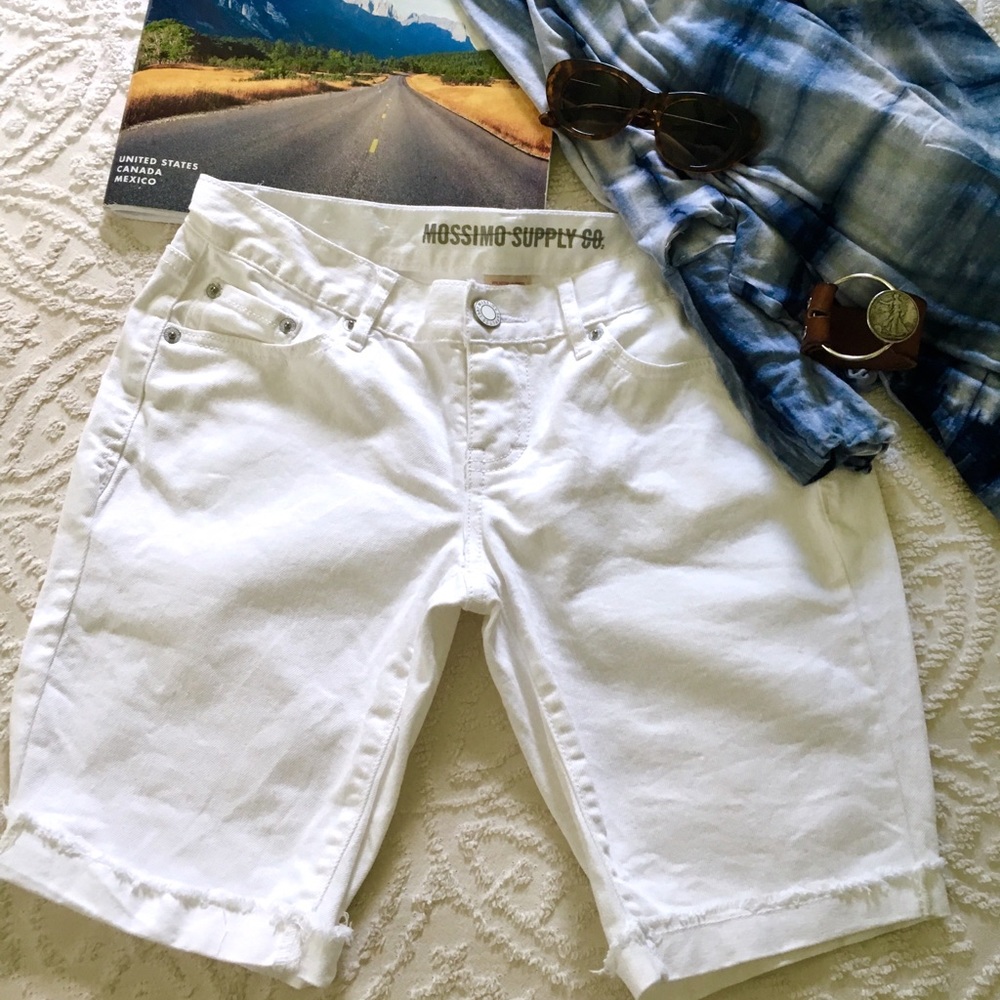 White denim cut off shorts